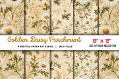 Golden Daisy Parchment Junk Journal JPG Product Image 1