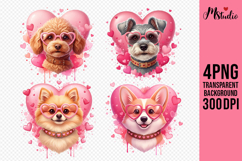 Valentine Dogs PNG Cute Puppies with Heart Glasses Product Image 1