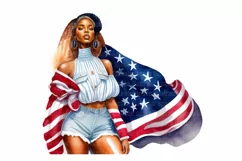 USA Independence Day Girls Clipart Set, 4th of July clipart Product Image 4