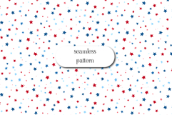Patriotic Stars Seamless Pattern Red Blue Confetti Product Image 1