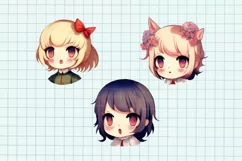 Kawaii clipart, Chibi clipart, 27 PNG Digital download Product Image 7