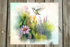 Watercolor Hummingbird | Sublimation skinny tumbler designs Product Image 6