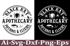 Farmhouse Halloween PNG SVG Black Bat Apothecary Product Image 1