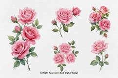 15 Bundle Watercolor Pink Rose Love Romantic Couple Feminine Product Image 6