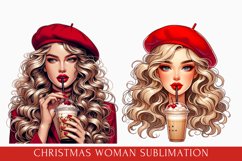 christmas gift clipart, christmas woman sublimation Product Image 1