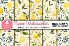 Neon Watercolor Stripes Pattern Paper JPG Product Image 1