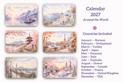 2027 Calendar - Around the World |Watercolor Travel Calendar Product Image 6