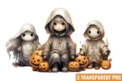 Watercolor Cute Ghosts Clipart, Watercolor Clipart Product Image 1