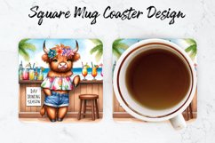 Highland Cow Mug coaster | Coaster | Sublimation Design Product Image 1