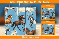Horse Seemless Tumbler Wrap Designs, Sublimation Wrap Product Image 1