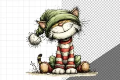 Christmas Cat PNG, Whimsical Cat Clipart Product Image 5