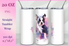 Watercolor Dog Sublimation Tumbler Wrap | 20 oz Straight Png Product Image 1