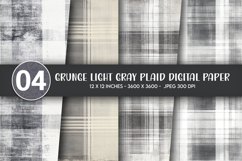 Grunge Light Gray Plaid Digital Paper Product Image 1
