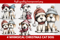 4 Whimsical Christmas Cat &amp; Dog Clipart | Cute Holiday Pet Product Image 1