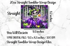 Cute Skeleton Witch 20 OZ Skinny Tumbler Wrap Png. Product Image 5