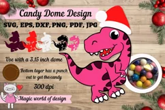 Pink girl dinosaur candy dome ornaments svg,candy holder svg Product Image 4