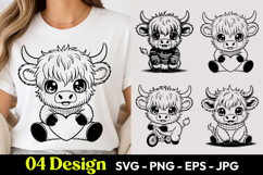 Sweet Highland Cow SVG PNG Product Image 1
