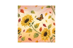 Sunflower Fall Floral Butterfly Pattern, Digital Paper Product Image 6