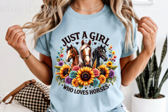 Just A Girl Who Loves Horses PNG, Country Cowgirl Design Product Image 5