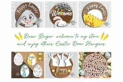 Happy Easter door sign | Bunny door hanger SVG cut file Product Image 4