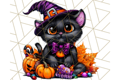 Bright Halloween Dinosaur PNG Clipart with Holiday Elements Product Image 2