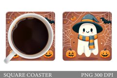 Cute Ghost Coaster Design. Halloween Coaster Sublimation Product Image 1