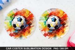 Soccer Ball Car Coaster - Coaster Sublimation Design Product Image 1