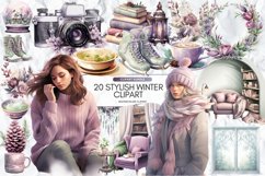 Stylish Winter Clipart Clipart, Set of 20 Png Bundle Product Image 1