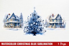 Watercolor Christmas Blue Sublimation Product Image 1