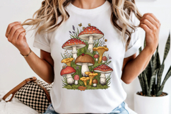Mushroom Forest PNG, Botanical Dark Whimsical Sublimation Product Image 6