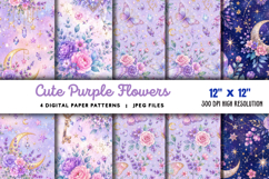 Cute Purple Flowers Pattern JPG Product Image 1