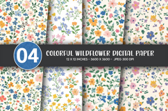 Colorful Wildflower Digital Paper Product Image 1