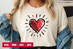 Scribbled Red Heart Radiant SVG PNG Product Image 1