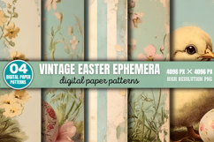 Vintage Easter Ephemera Digital Paper Background PNG Product Image 1