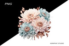 Rose Gold and Teal Chrysanthemum PNG Product Image 1