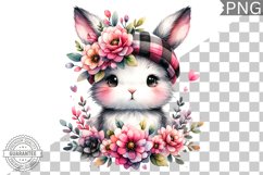 Bunny With Flowers Sublimation - Clipart PNG Design Product Image 1