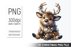 Cute Christmas Reindeer, Christmas Clipart PNG File Product Image 1