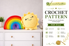 Sunshine and Rainbow Crochet Pillow Pattern PDF Product Image 1