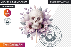 Pastel Floral Day of the Dead Clipart PNG,sugar skull design Product Image 1