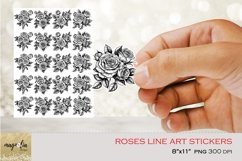 roses line art stickers | printable floral stickers PNG Product Image 1