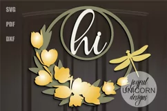 Spring Wreath Sign SVG | Tulip Door Wreath | Laser Cut File Product Image 1
