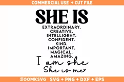 Woman Affirmation I Am She and She is Me SVG - Mom SVG, PNG Product Image 1