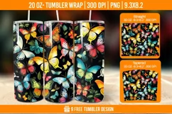 3d Cute Butterfly Tumbler Wrap Designs, Sublimation Wrap Product Image 1
