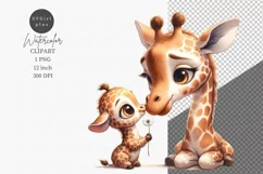 Mother's Day, Giraffe clipart, Flowers clipart, Cute animals Product Image 1