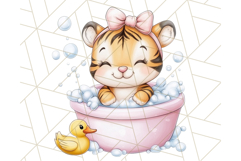 Safari Animal Babies in Bubble Baths, Cute Jungle Animal PNG Product Image 4