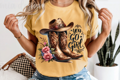You Go Girl PNG Cowboy Boots Hat Western Floral Sublimation Product Image 5
