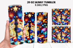 Cat Skinny Tumbler 20oz Wrap Design,4th of july Tumble PNG Product Image 1