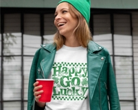 Funny St. Patrick's Day Shirt Design, Happy Go Lucky Png Product Image 3