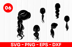 Long Hair Woman Silhouette Female SVG PNG Product Image 1