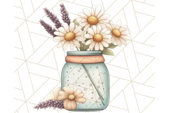 Flowers in Glass Jars PNG, Rustic Floral Watercolor Clipart Product Image 2
